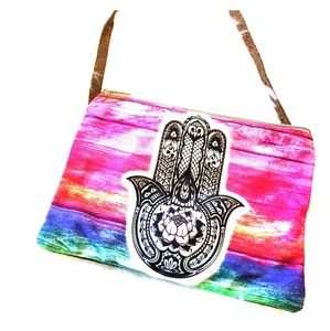 Psychedelic Bright Colorful Budda Crossbody Purse